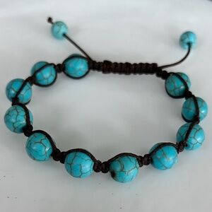 Turquoise beaded adjustable rope bracelet
